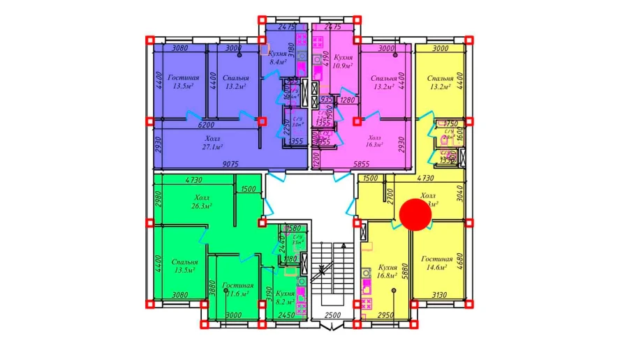 2-комнатная квартира 74.8 м²  1/1 этаж