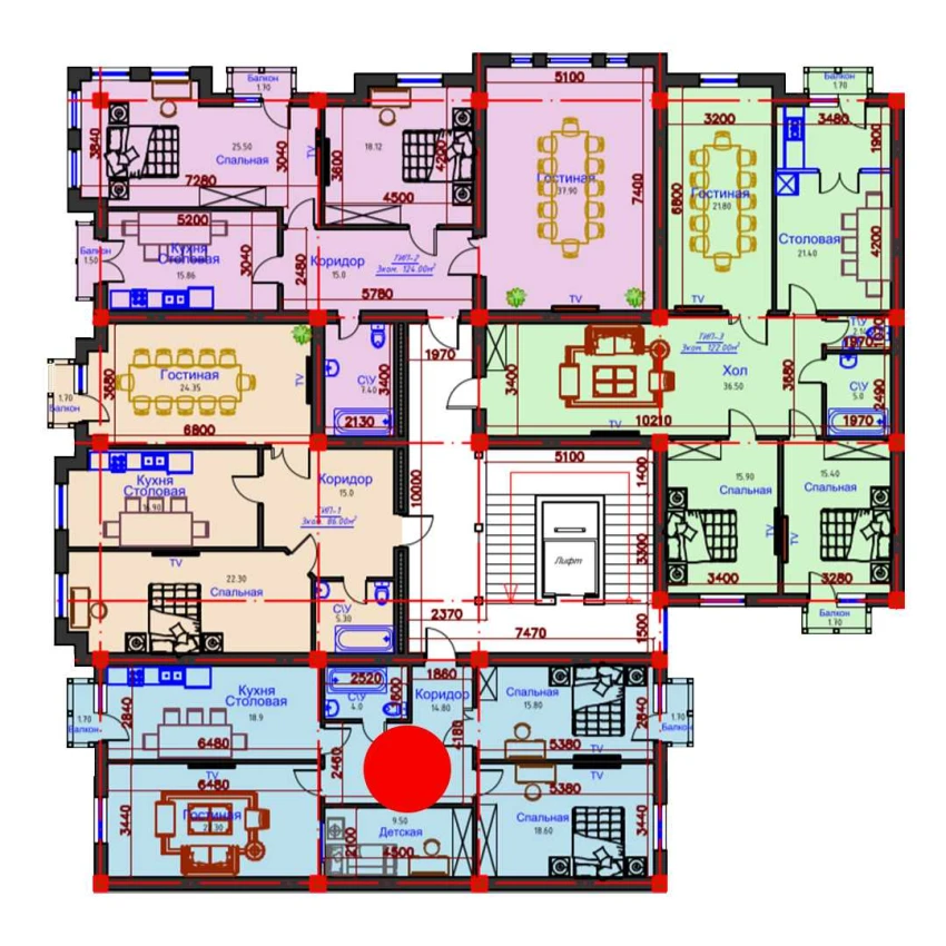 3-комн. квартира 107 м²  10/10 этаж | Жилой комплекс AFROSIYOB