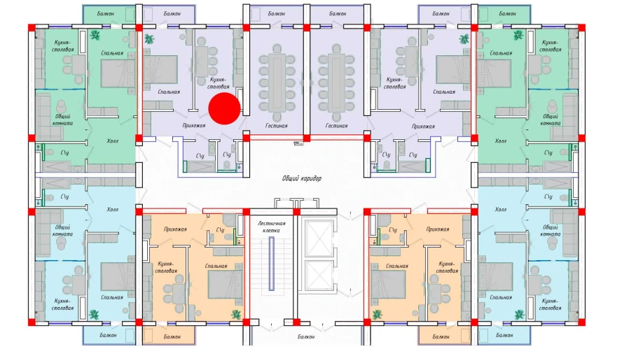 2-xonali xonadon 72.28 m²  7/7 qavat