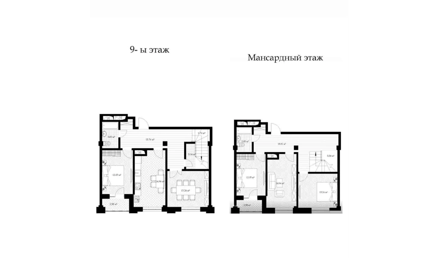 2-xonali xonadon 143.14 m²  9/9 qavat