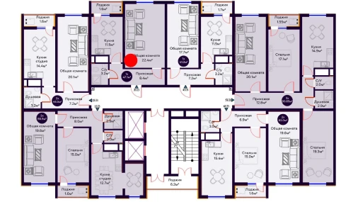 1-комнатная квартира 47.1 м²  8/16 этаж | Жилой комплекс Crystal Avenue