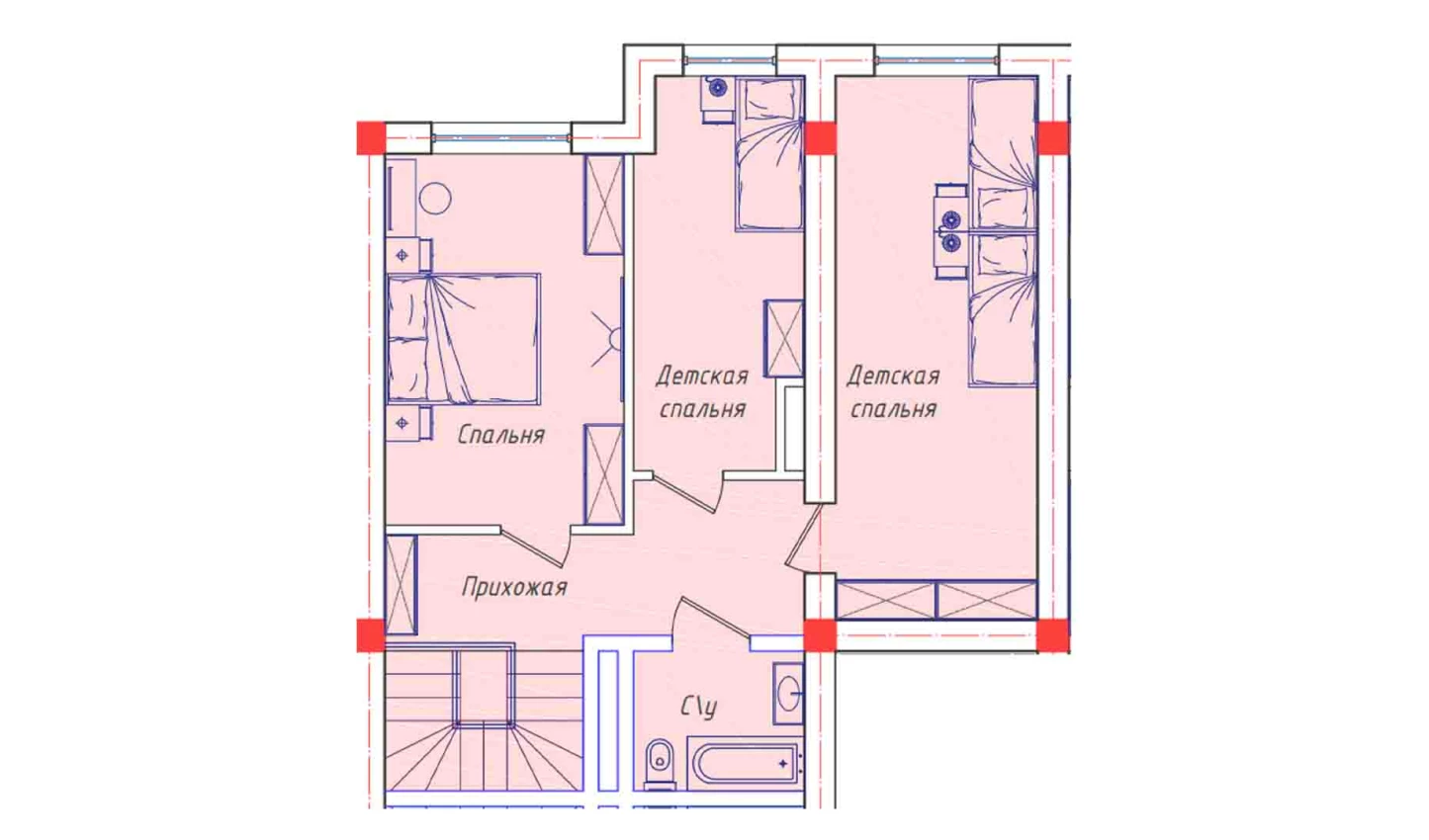 3-комнатная квартира 64.7 м²  8/8 этаж