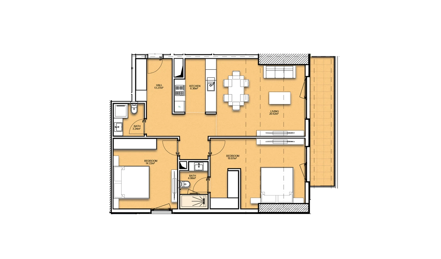 3-комнатная квартира 94.65 м²  17/17 этаж