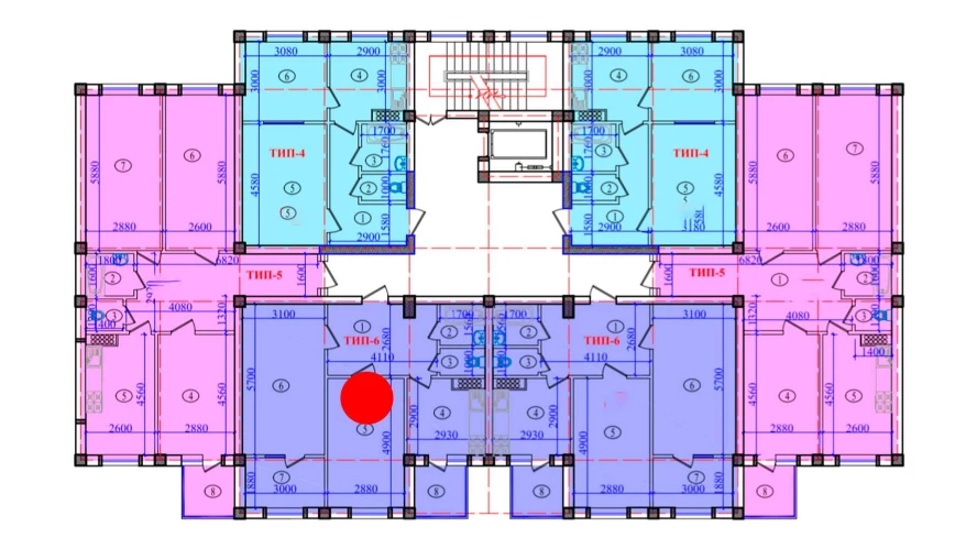 2-xonali xonadon 73.2 m²  6/6 qavat