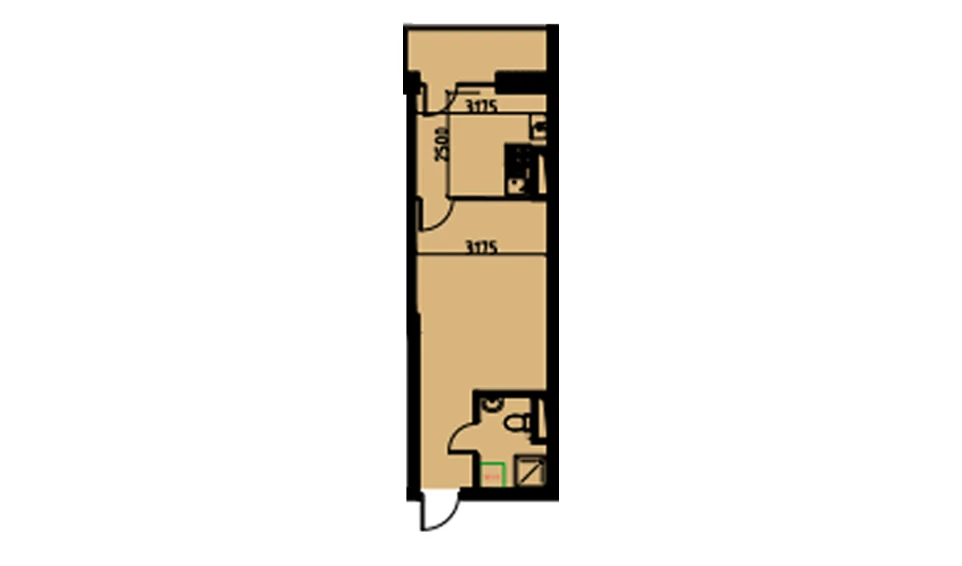 1-комнатная квартира 29.24 м²  4/4 этаж