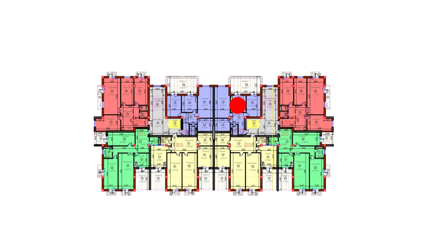 2-xonali xonadon 106.6 m²  9/9 qavat