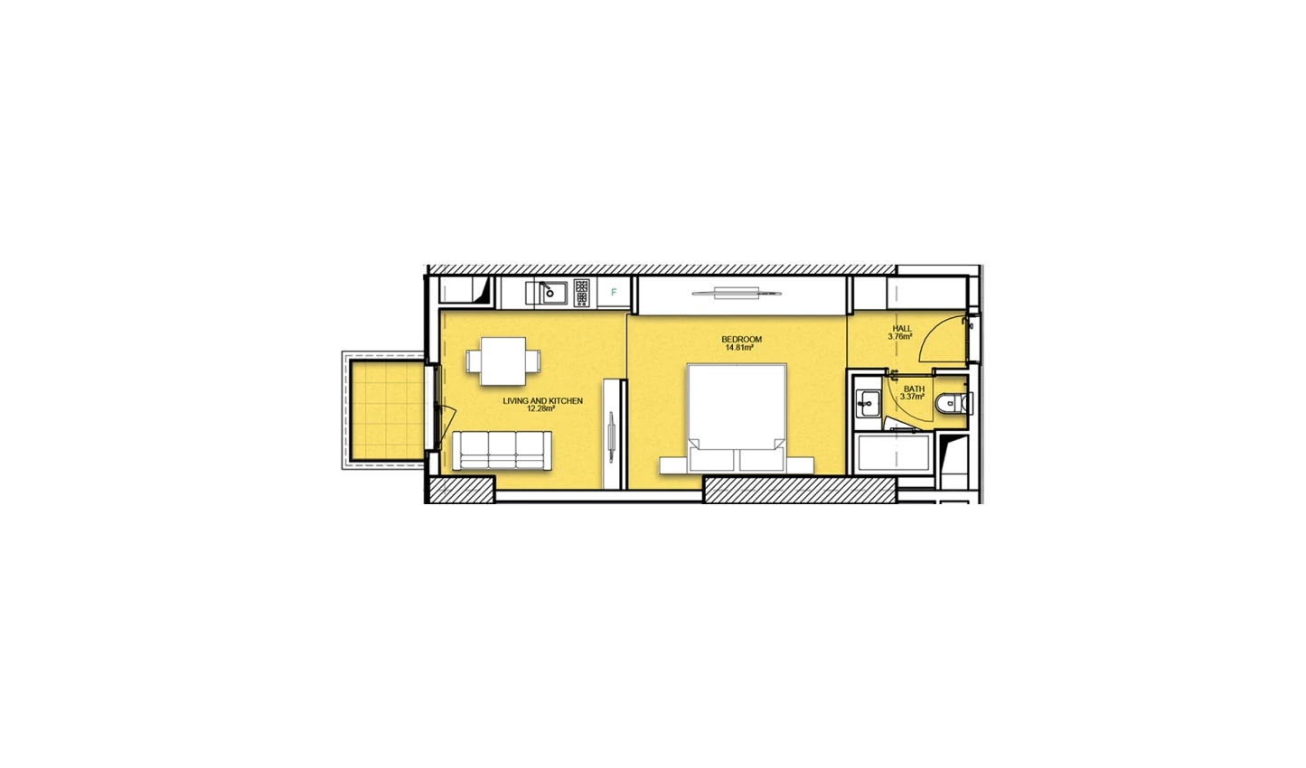 2-xonali xonadon 37.31 m²  20/20 qavat