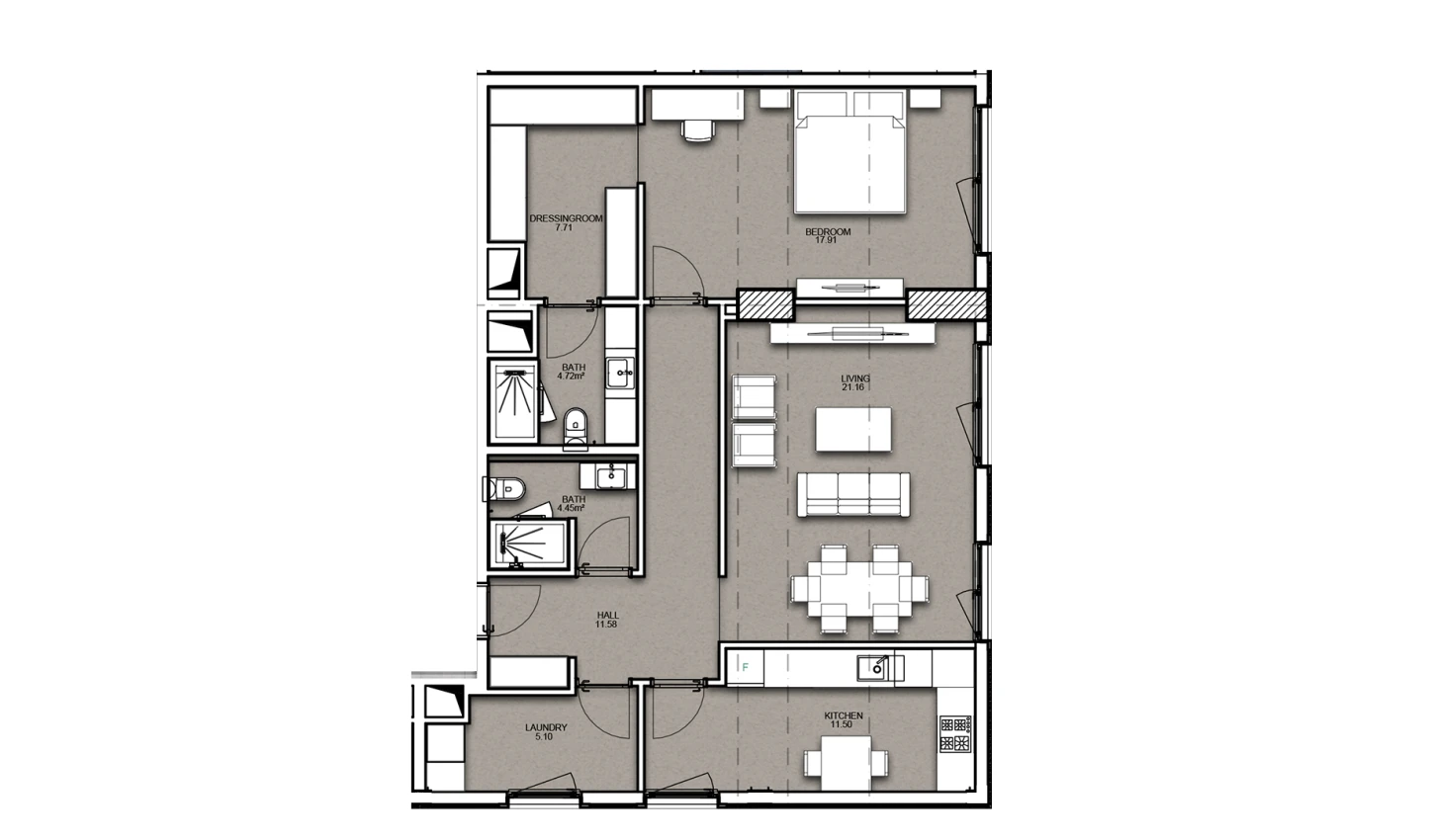 2-комнатная квартира 119.35 м²  21/21 этаж