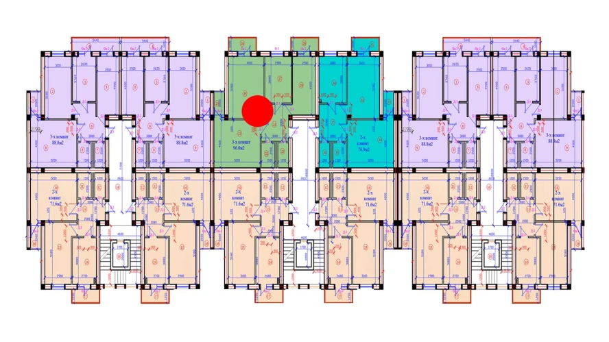 3-комн. квартира 96 м²  5/7 этаж | Жилой комплекс G'IJDUVON CITY