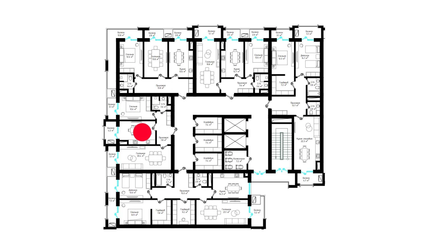 2-xonali xonadon 68 m²  6/6 qavat