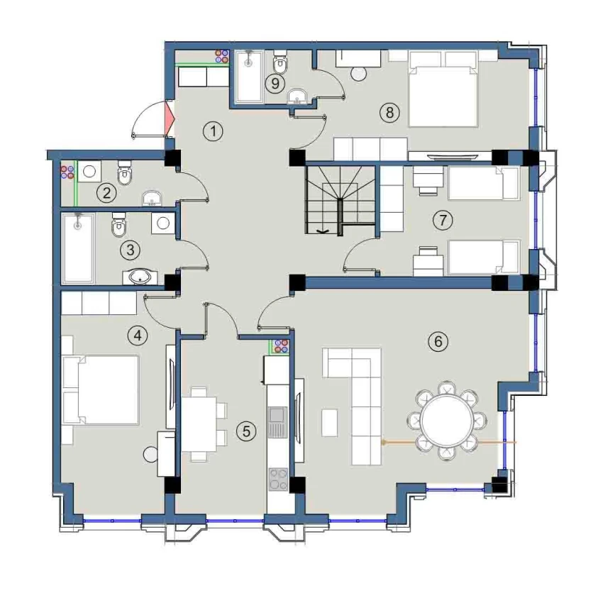 4-комнатная квартира 129 м²  1/1 этаж