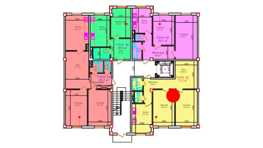 2-комнатная квартира 81 м²  1/1 этаж