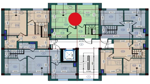 1-xonali xonadon 93.7 m²  7/7 qavat | Bristol Turar-joy majmuasi