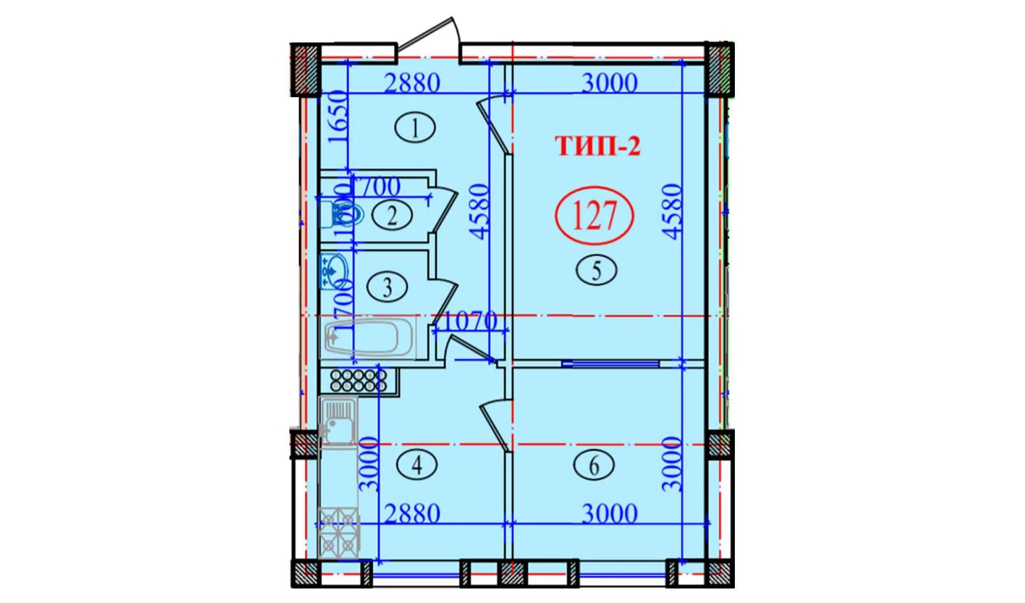 2-xonali xonadon 51.2 m²  8/8 qavat