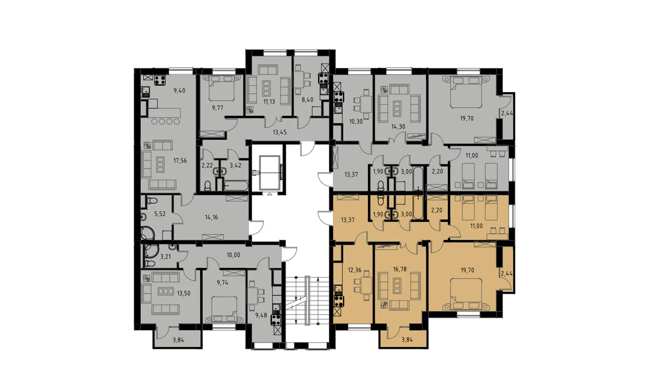 3-комнатная квартира 82.19 м²  2/2 этаж