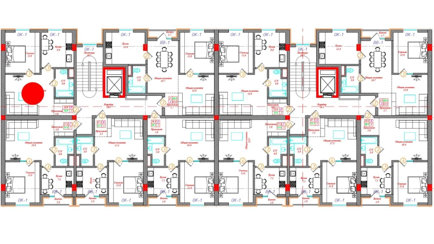 2-комн. квартира 58 м²  12/12 этаж | Жилой комплекс CHINARA PARK