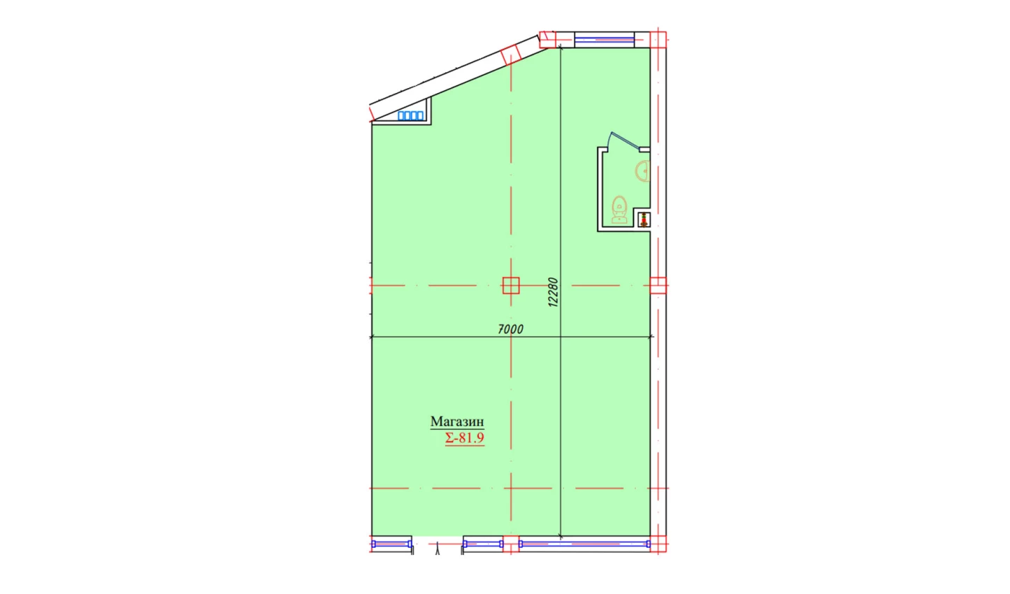 1-xonali xonadon 81.9 m²  1/1 qavat