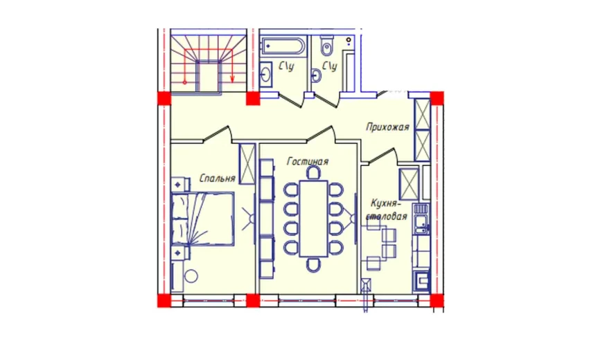 5-xonali xonadon 132.6 m²  1/8 qavat | STAR HOUSE RESIDENCE Turar-joy majmuasi