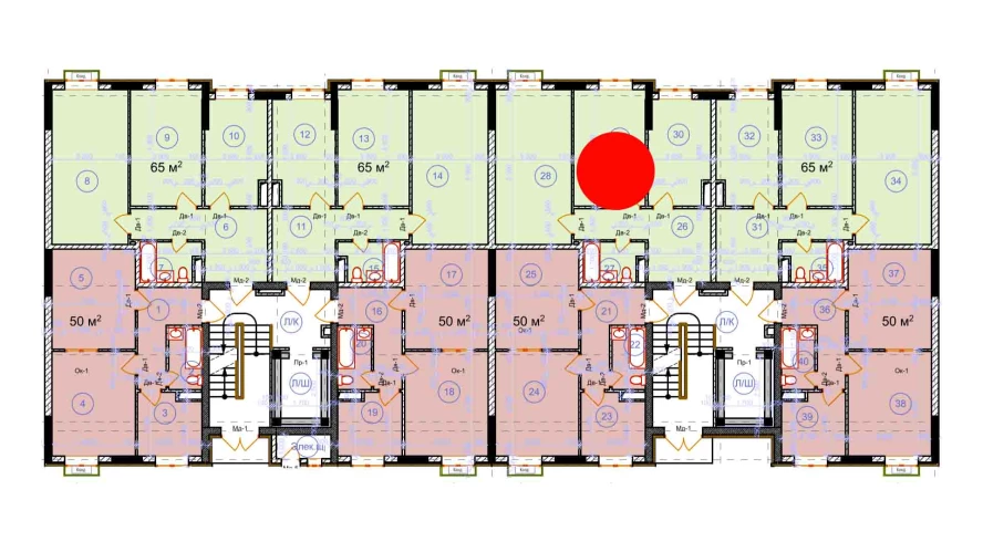 2-xonali xonadon 65 m²  1/1 qavat