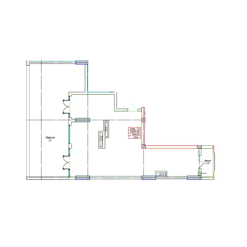 3-комнатная квартира 66.63 м²  17/17 этаж