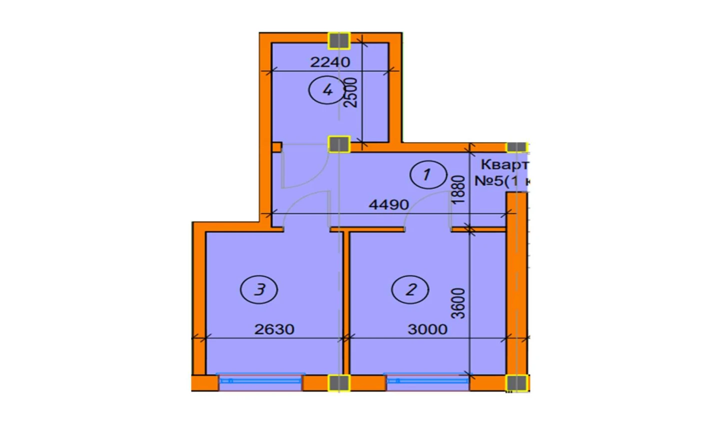 1-комнатная квартира 34.2 м²  1/1 этаж