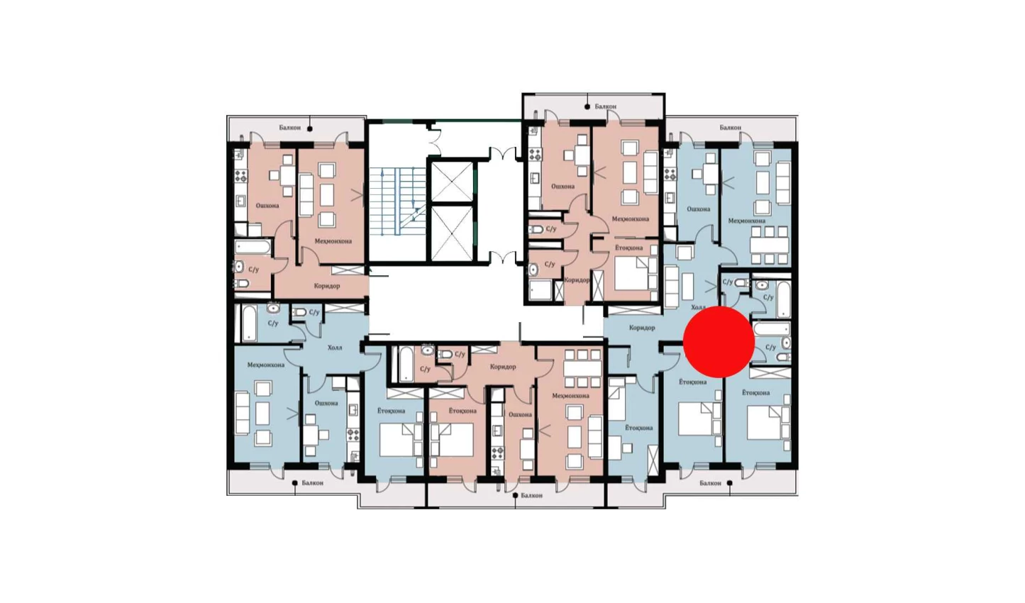 4-комнатная квартира 101.71 м²  2/2 этаж