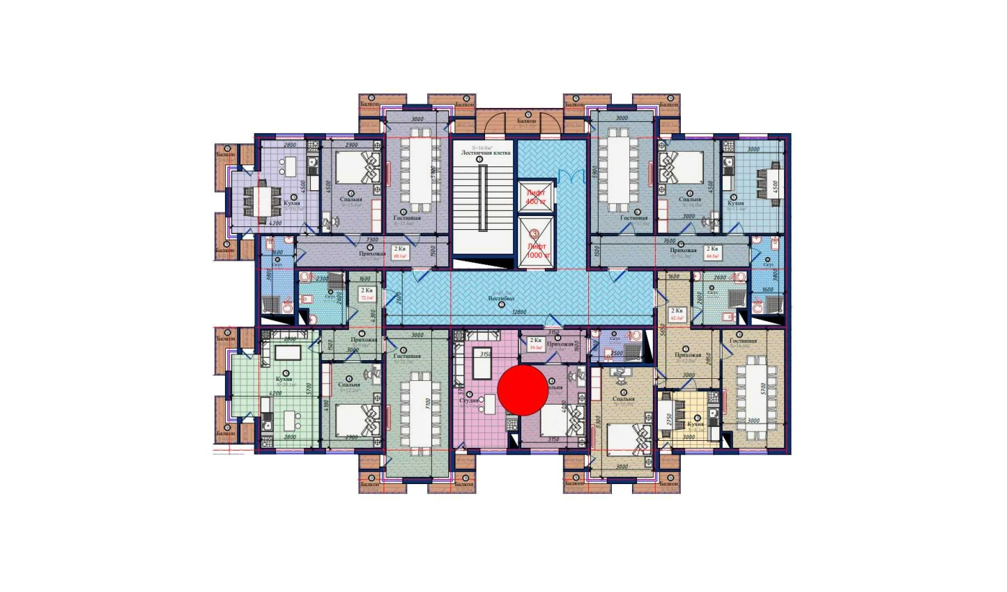 2-комнатная квартира 39.3 м²  3/3 этаж