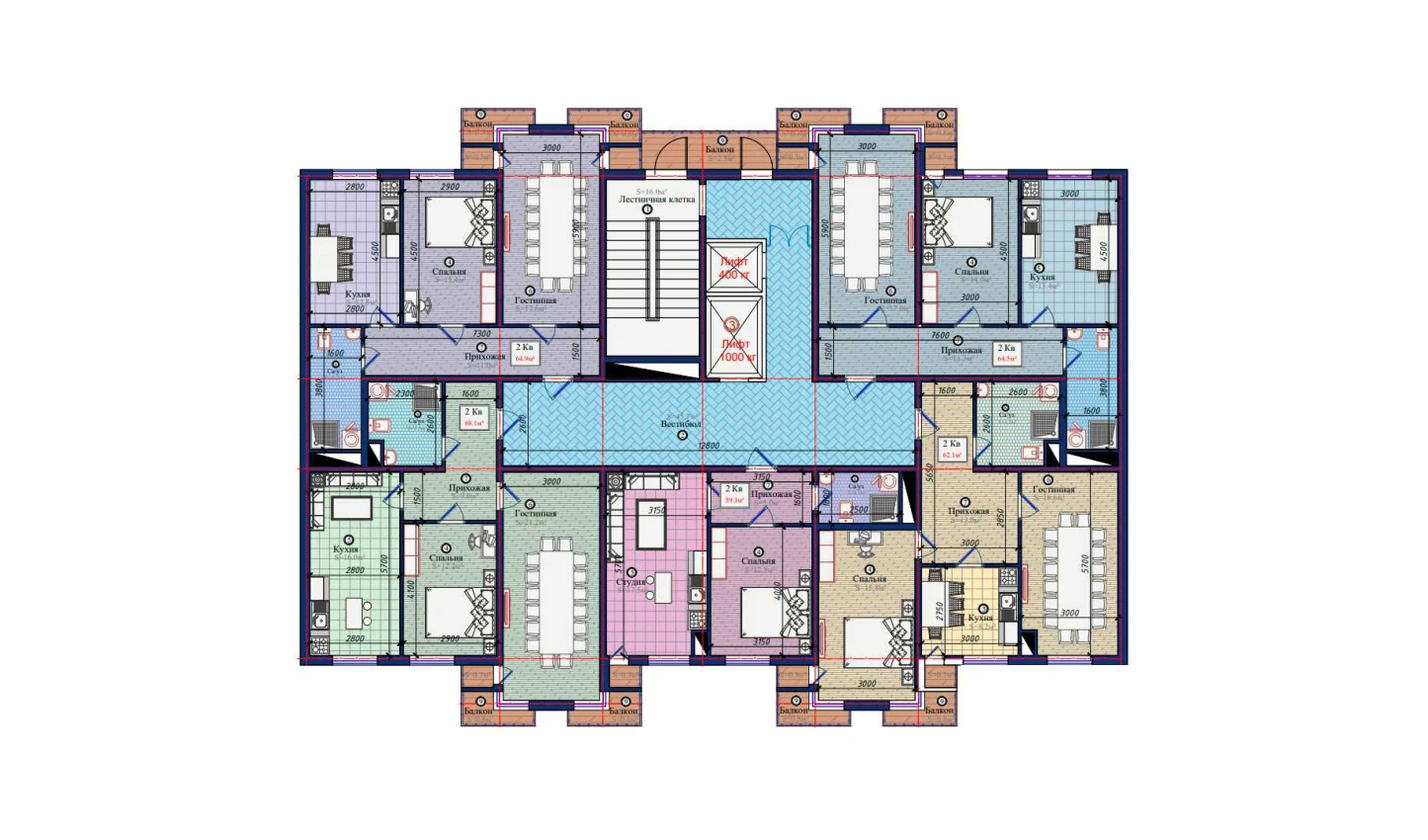 2-xonali xonadon 56.1 m²  3/3 qavat