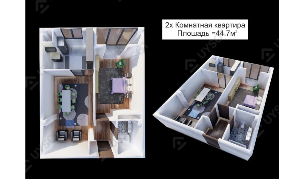 2-комнатная квартира 44.7 м²  8/8 этаж