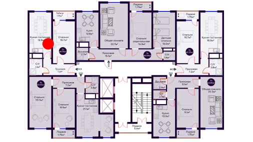 2-комнатная квартира 46.35 м²  3/16 этаж | Жилой комплекс Crystal Avenue