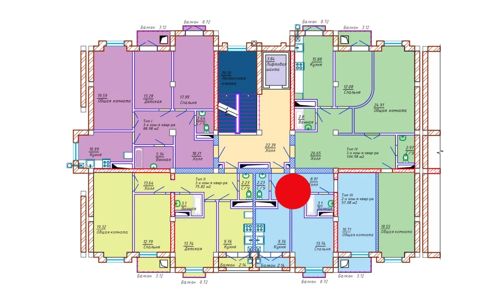 2-xonali xonadon 57.08 m²  4/10 qavat | Samarqand Park Avenue Turar-joy majmuasi