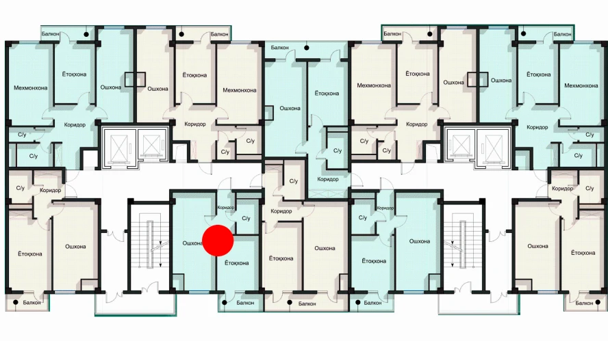 1-комнатная квартира 44.47 м²  12/12 этаж