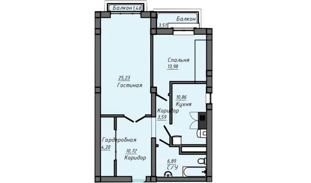 2-xonali xonadon 76.96 m²  2/10 qavat | Samarqand Park Avenue Turar-joy majmuasi