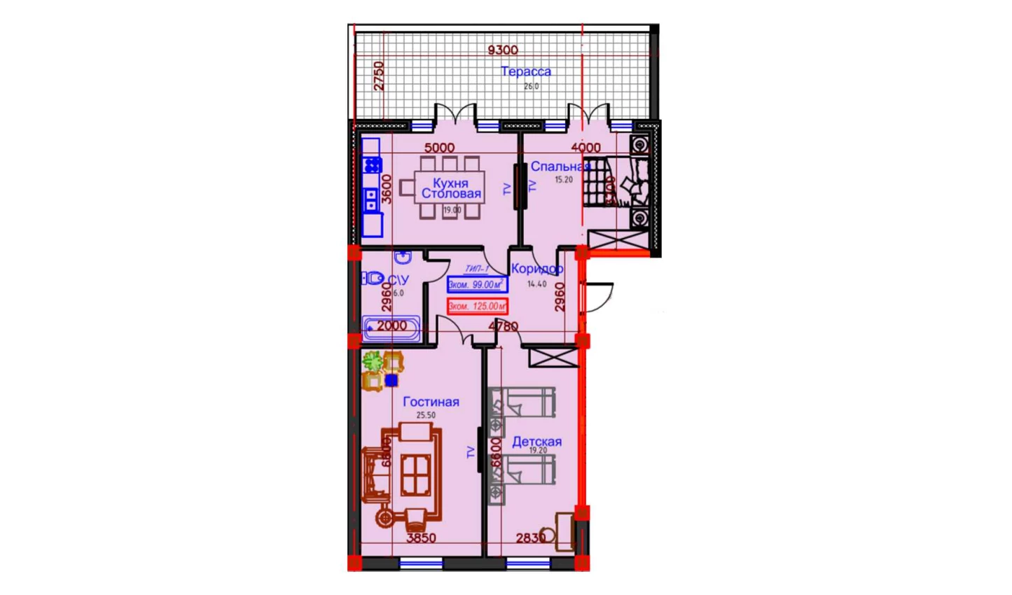 6-комнатная квартира 97 м²  9/9 этаж