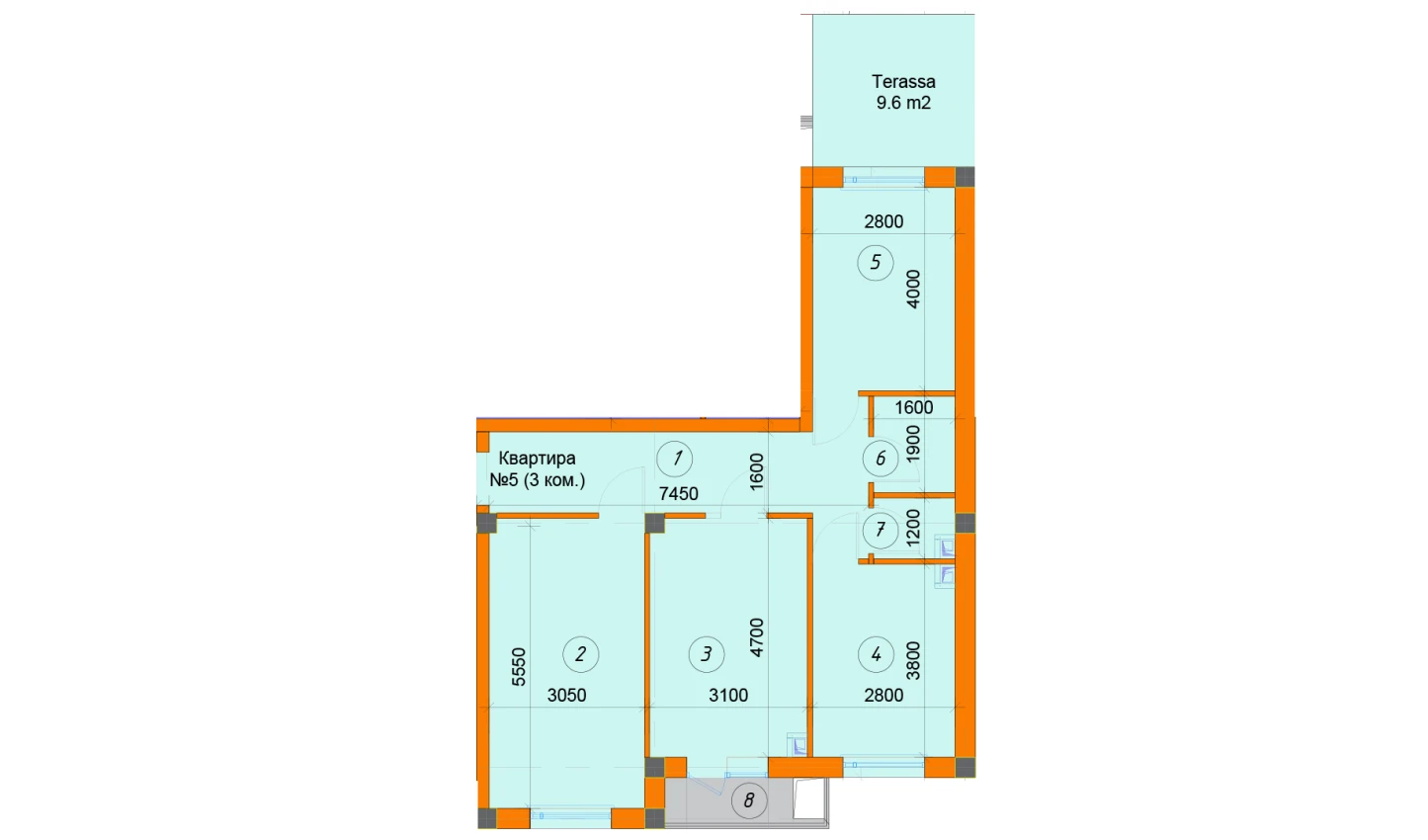 3-комнатная квартира 75.24 м²  2/2 этаж