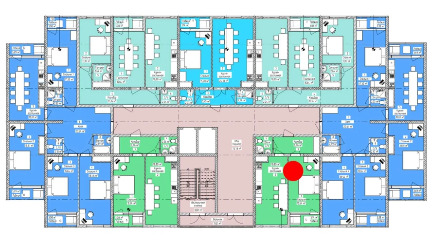 2-комнатная квартира 47.04 м²  3/3 этаж