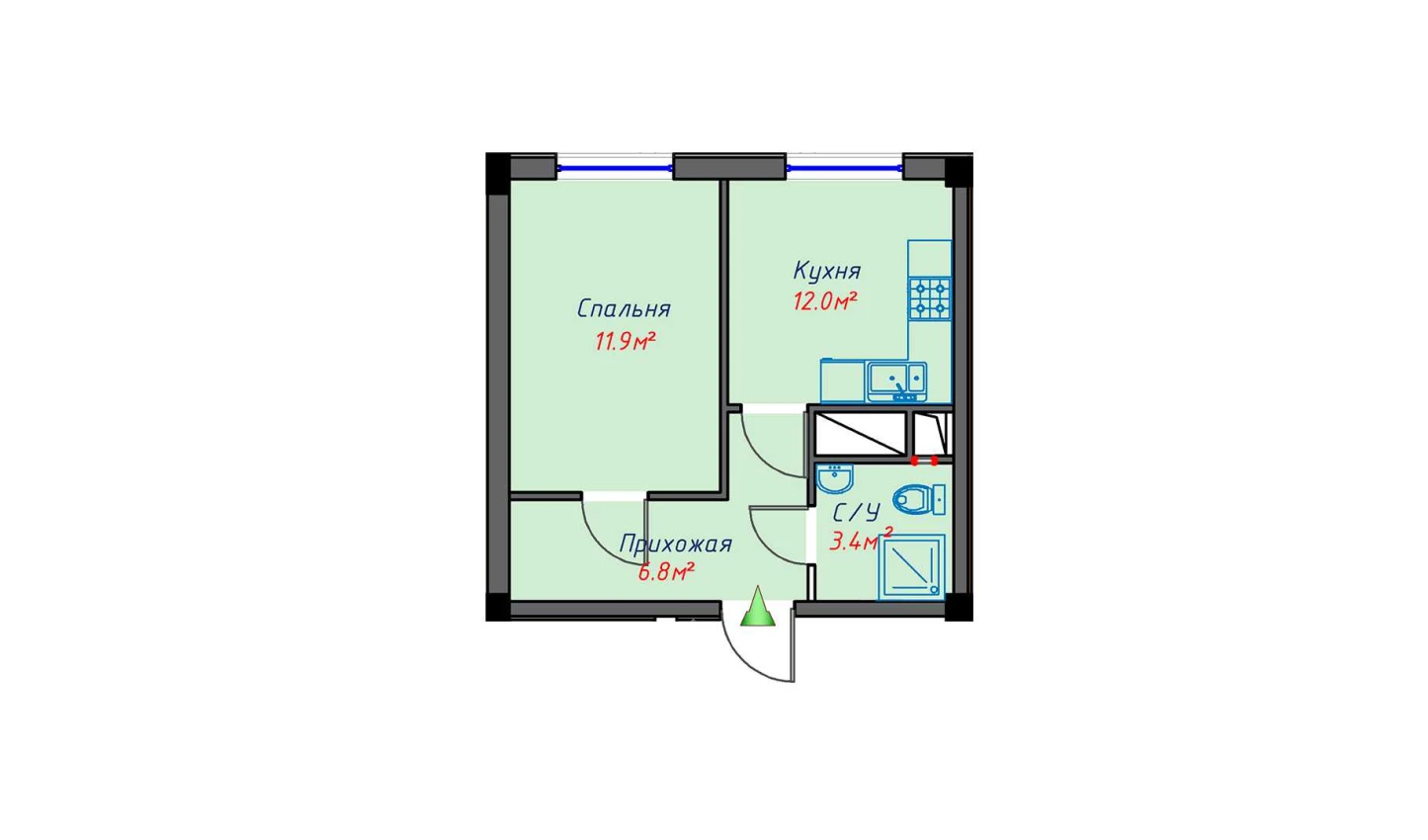 1-комнатная квартира 52.6 м²  0/0 этаж