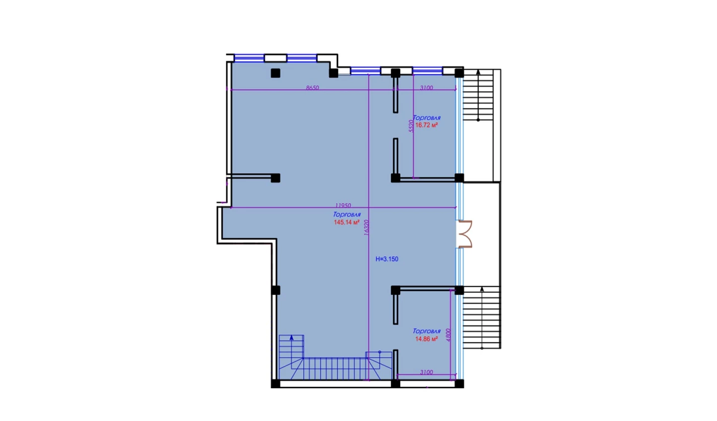 1-комнатная квартира 176.72 м²  1/1 этаж