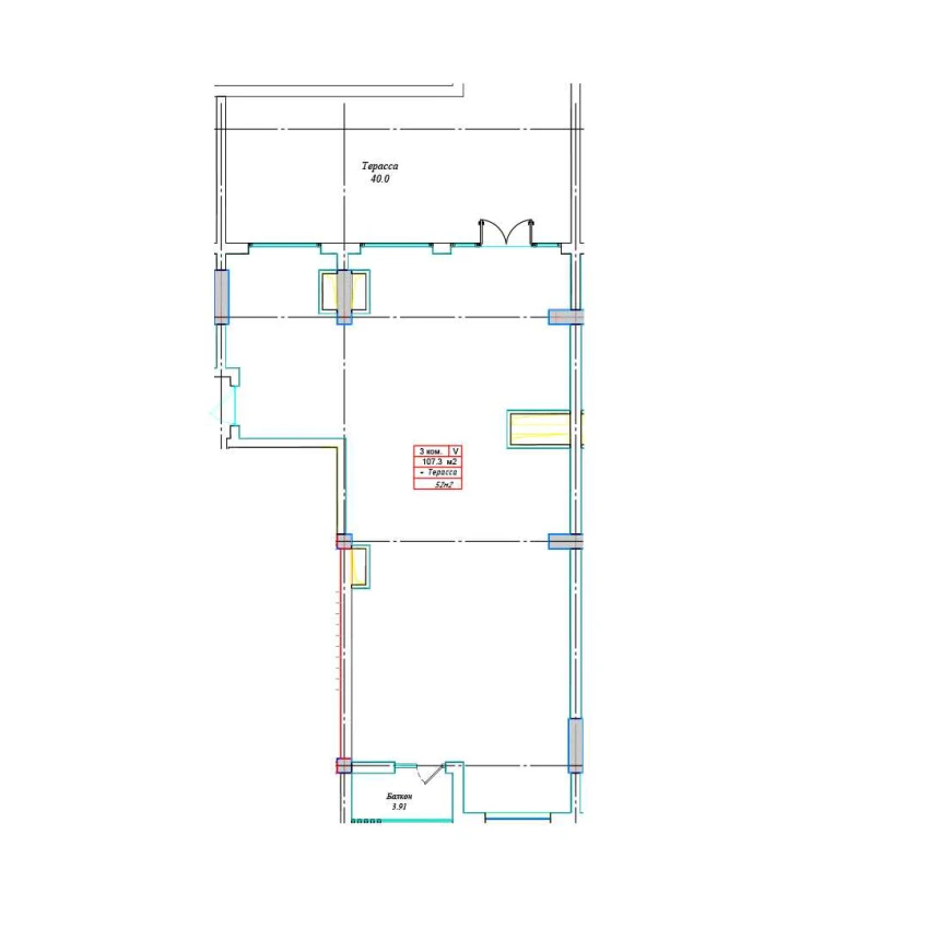 3-комнатная квартира 107.3 м²  17/17 этаж