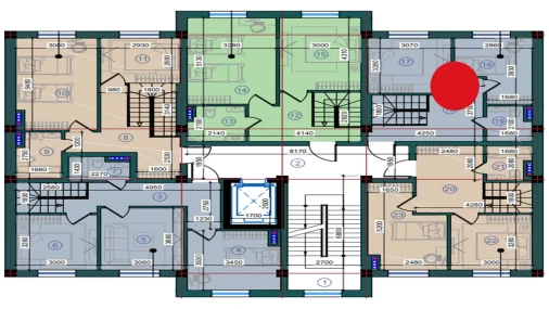 2-xonali xonadon 77.4 m²  7/7 qavat | Bristol Turar-joy majmuasi