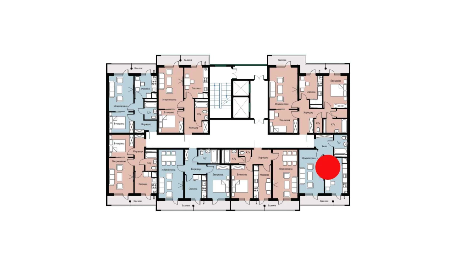 1-комнатная квартира 38.61 м²  1/1 этаж