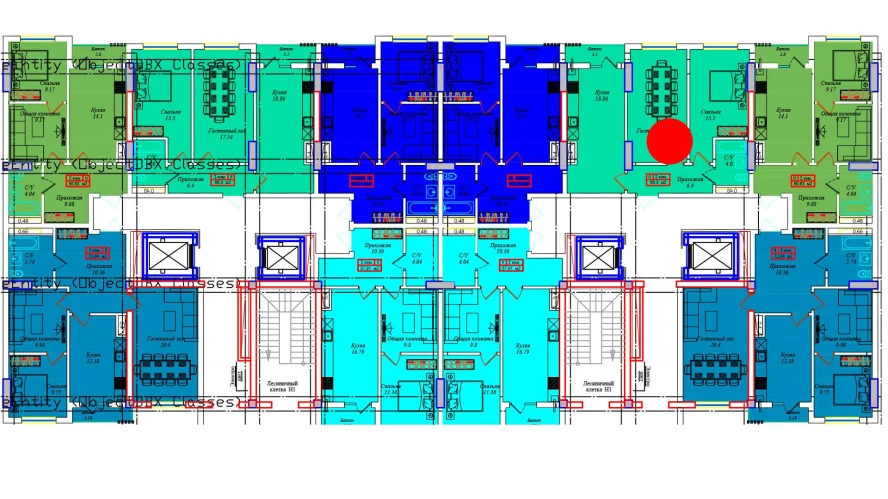 1-xonali xonadon 65.38 m²  7/7 qavat