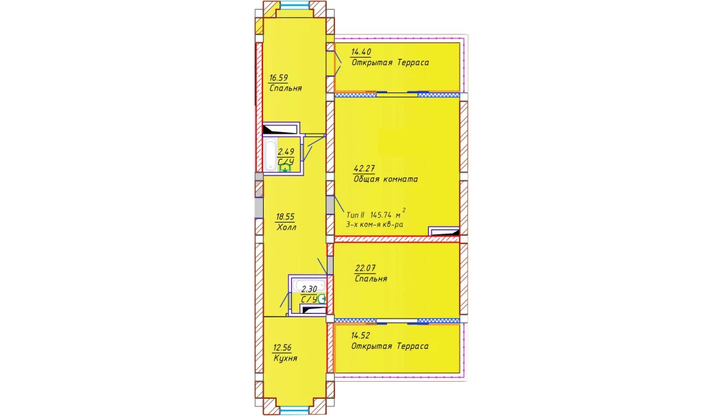 3-комн. квартира 145.74 м²  10/10 этаж | Жилой комплекс Samarqand Park Avenue