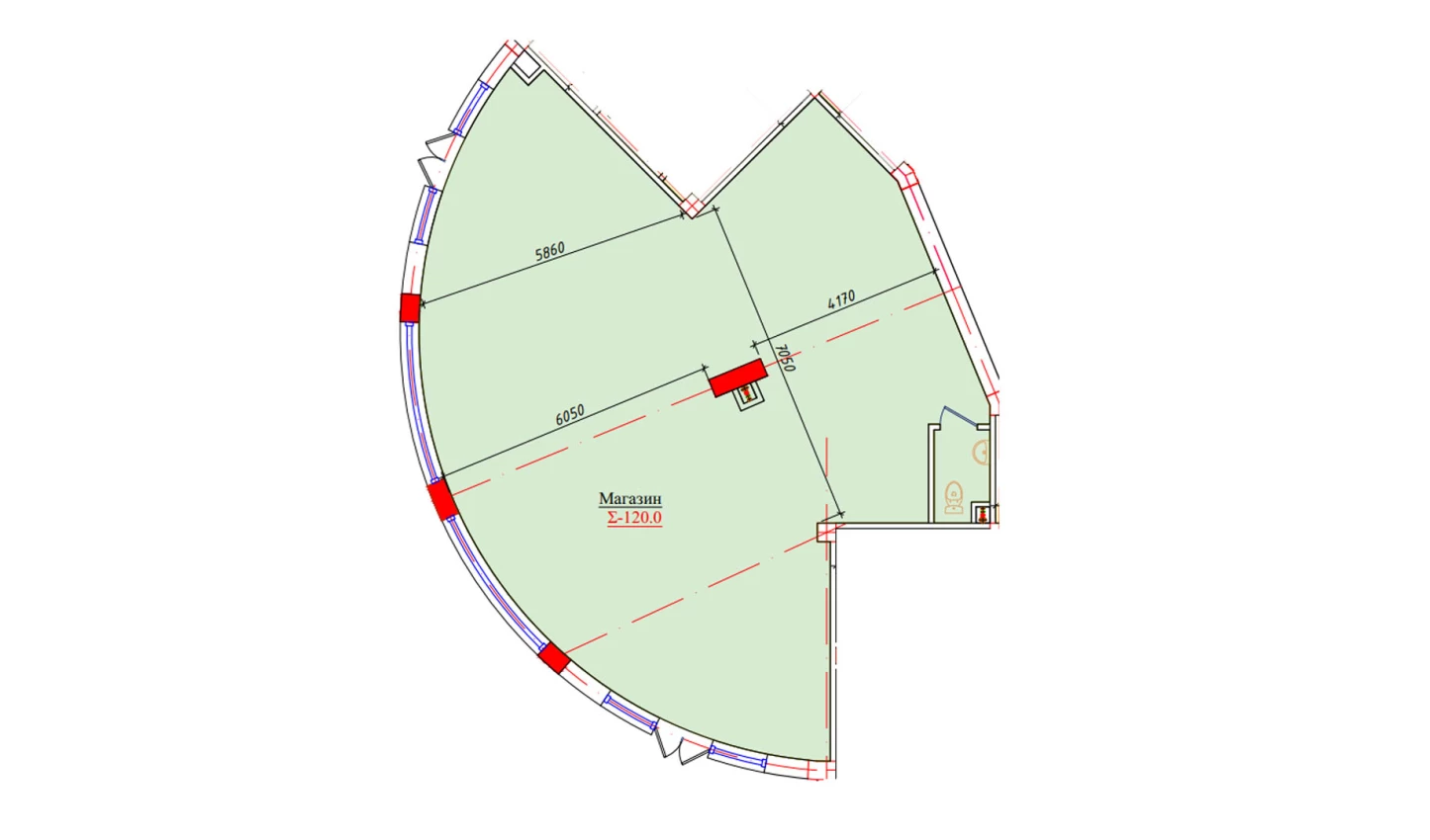 1-xonali xonadon 120 m²  1/1 qavat