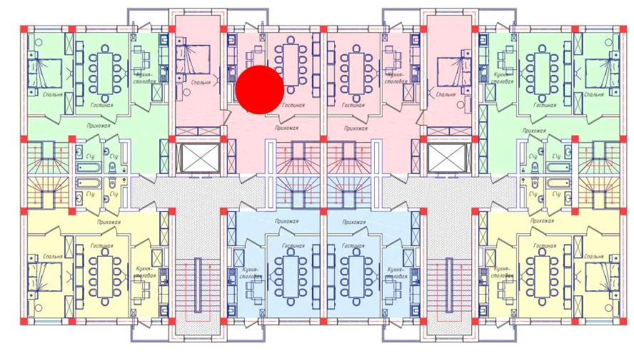 1-комнатная квартира 44.2 м²  6/6 этаж