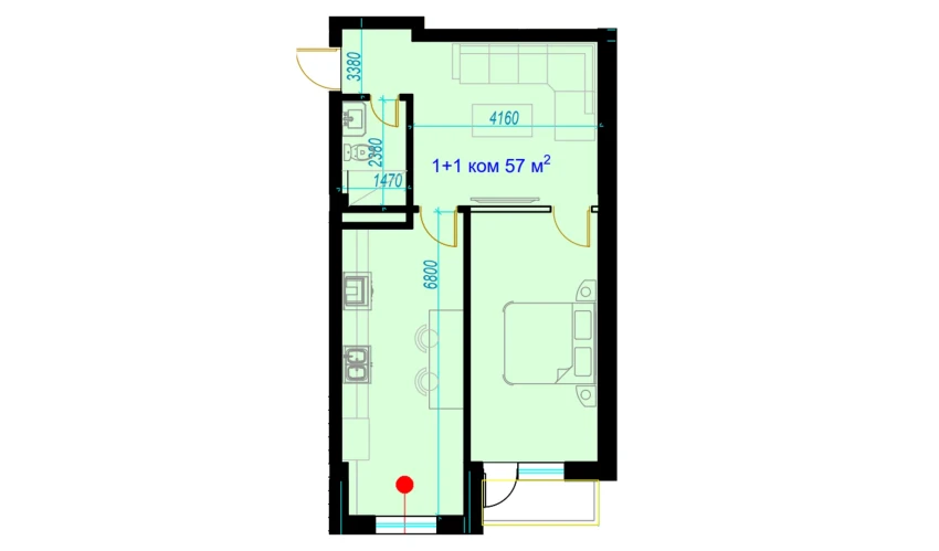 2-xonali xonadon 57 m²  1/9 qavat | Rohat Turar-joy majmuasi