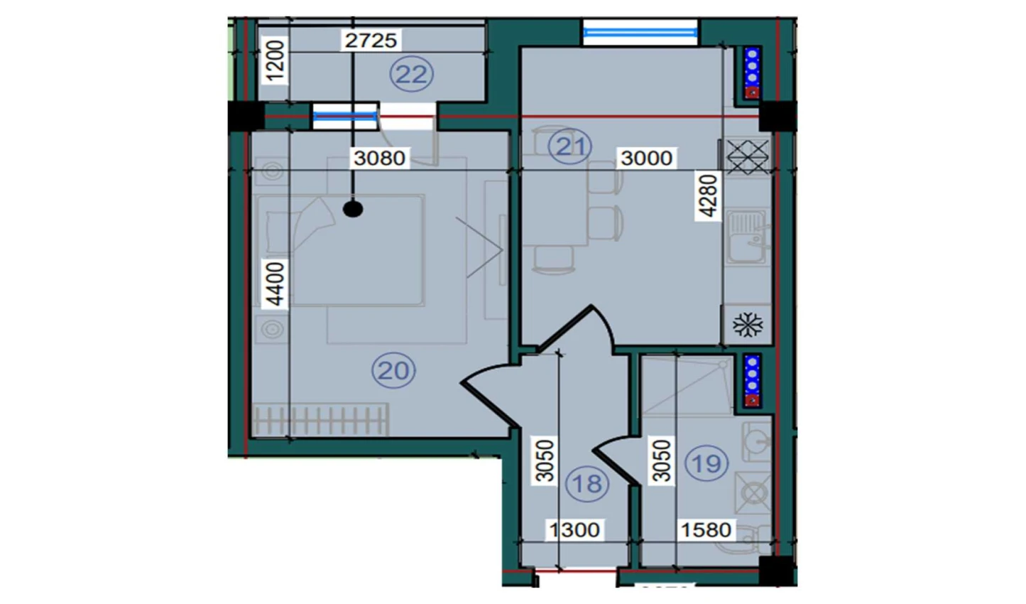 1-комн. квартира 75.6 м²  7/7 этаж | Жилой комплекс Bristol