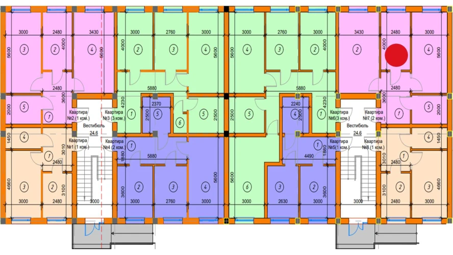 2-комнатная квартира 60.85 м²  1/1 этаж