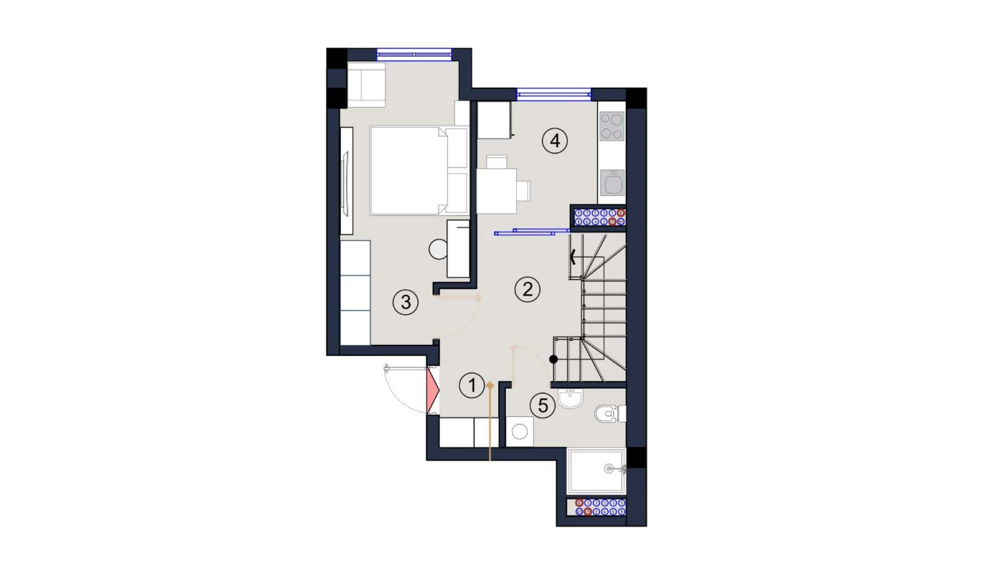 1-комнатная квартира 39 м²  1/1 этаж