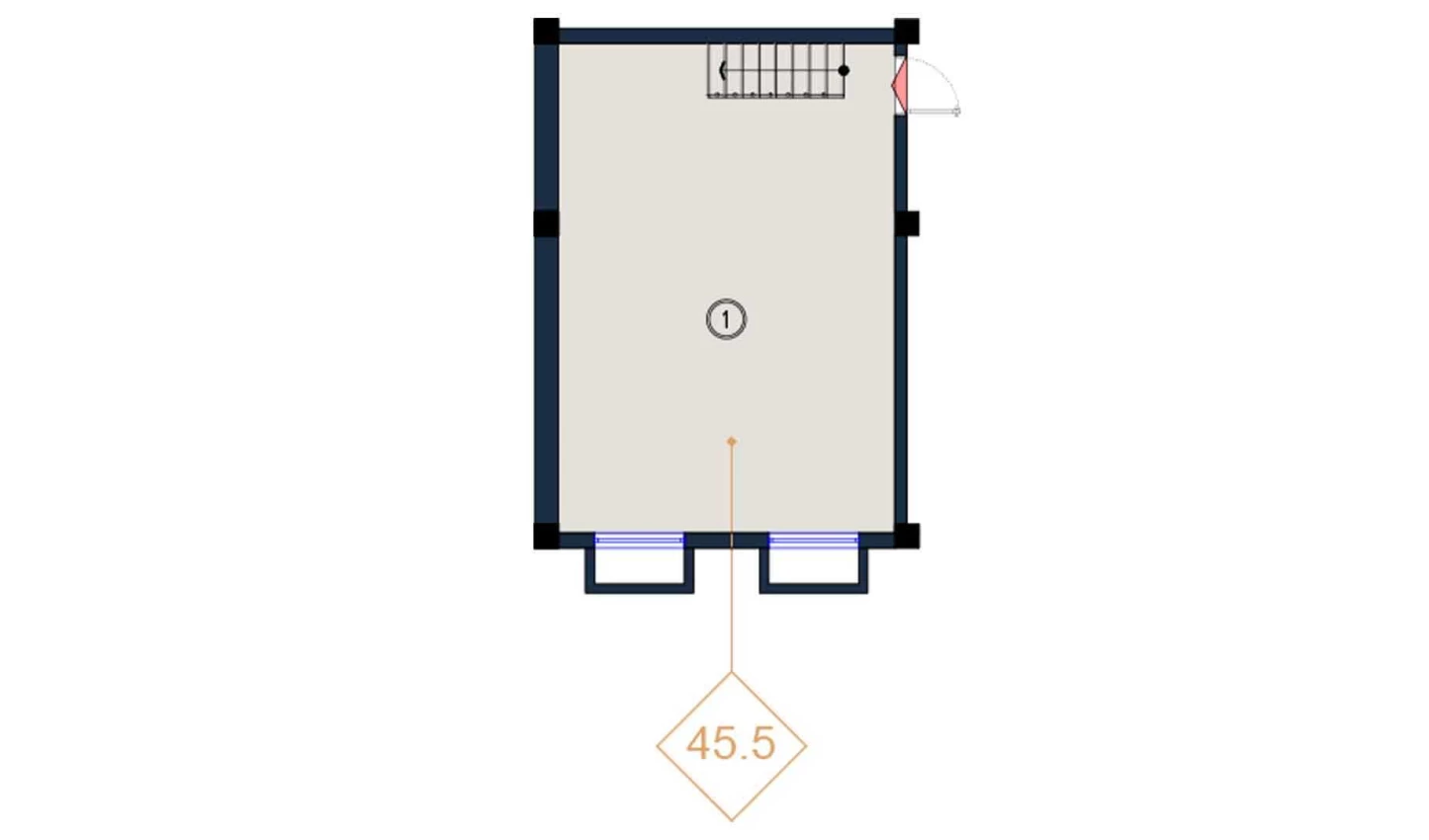 1-комнатная квартира 47 м²  1/1 этаж